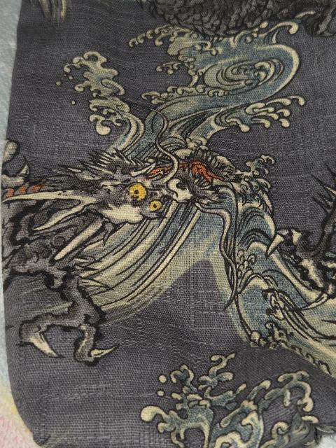 ★新柄グレー×波に龍和柄リコーダー入れ巾着袋 < キッズ/ベビー  ★新柄グレー×波に龍和柄リコーダー入れ巾着袋 < キッズ/ベビーの