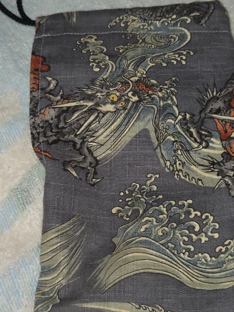 ★新柄グレー×波に龍和柄リコーダー入れ巾着袋 < キッズ/ベビー  ★新柄グレー×波に龍和柄リコーダー入れ巾着袋 < キッズ/ベビーの