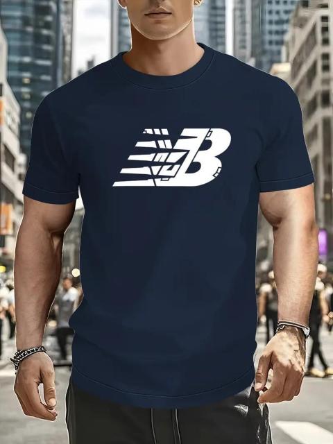 超お買い得990円★メンズ 通気性抜群 Tシャツ 半袖 スポーティグラフィックプリント USAサイズM(日本サイズXL相当)紺 < 男性ファッション  超お買い得990円★メンズ 通気性抜群 Tシャツ 半袖 スポーティグラフィックプリント USAサイズM(日本サイズXL相当)紺 < 男性ファッションの