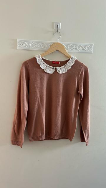 アースミュージックアンドエコロジー 襟レースニット セーター 長袖ニット ピンク M < ブランド  アースミュージックアンドエコロジー 襟レースニット セーター 長袖ニット ピンク M  < ブランドの