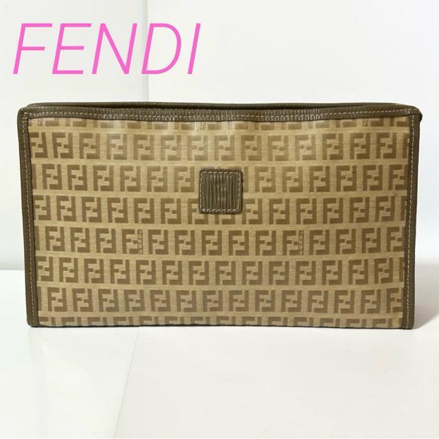 FENDI �t�F���f�B �Y�b�J�� �Y�b�L�[�m PVC ���U�[ �Z�J���h�o�b�O �N���b�`�o�b�O �����Y �u���E��  �� �u�����h�� 