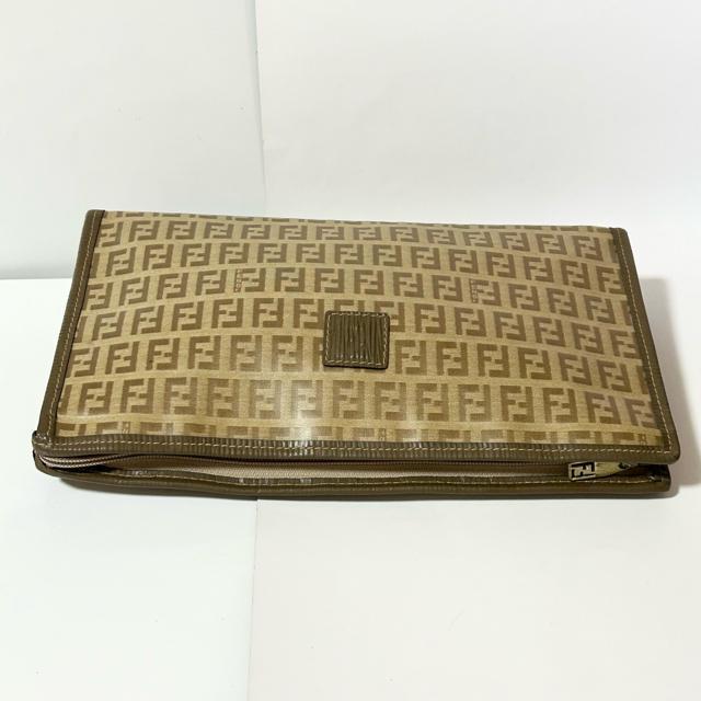FENDI �t�F���f�B �Y�b�J�� �Y�b�L�[�m PVC ���U�[ �Z�J���h�o�b�O �N���b�`�o�b�O �����Y �u���E�� �� �u�����h�� 