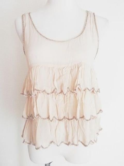 ベージュピンクスカラップシースルータンクトップLGMビーズ < ブランド ベージュピンクスカラップシースルータンクトップLGMビーズ < ブランドの