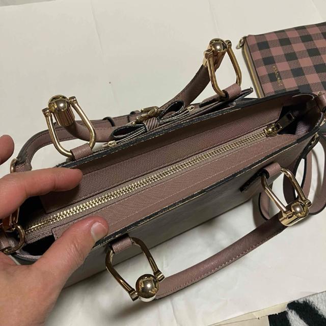 SAMANTHAVEGA サイドチェック ビジューリボントート (グレージュ) < ブランド  SAMANTHAVEGA サイドチェック ビジューリボントート (グレージュ) < ブランドの