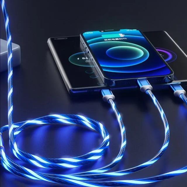 綺麗にクルクル光るUSB分配ケーブル 3本同時充電ケーブル USBケーブル 3A 急速充電 ブルーイルミLED付 ケーブル < 家電/AV 綺麗にクルクル光るUSB分配ケーブル 3本同時充電ケーブル USBケーブル 3A 急速充電 ブルーイルミLED付 ケーブル < 家電/AVの
