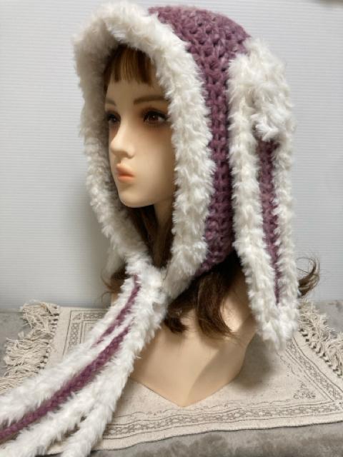 うさ耳グラデーションハンドメイド帽子 < 女性ファッション うさ耳グラデーションハンドメイド帽子 < 女性ファッションの