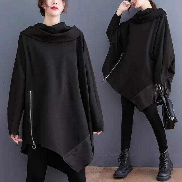 アシンメトリー チュニック 個性的 変形タートル ポンチョ モード系 体型カバー 大きいサイズ ブラック 大人 きれいめ 上着 < 女性ファッション  アシンメトリー チュニック 個性的 変形タートル ポンチョ モード系 体型カバー 大きいサイズ ブラック 大人 きれいめ 上着  < 女性ファッションの