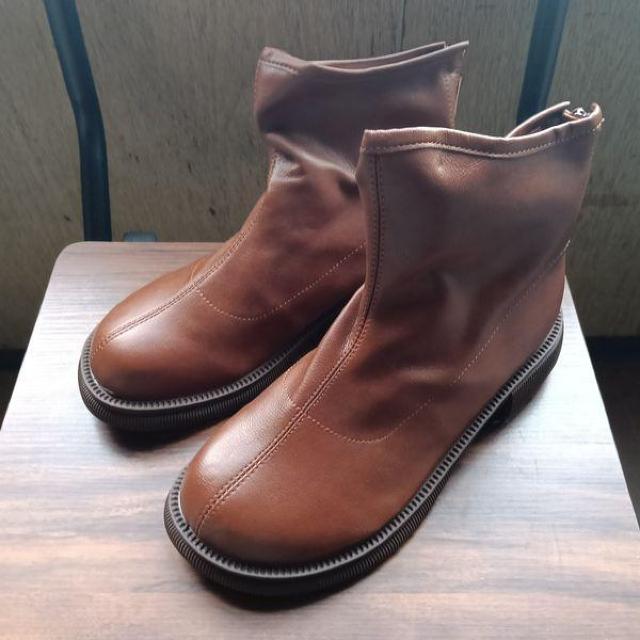 新品 23.5cm レディース ブーツ ブラウン 厚底 シューズ ショートブーツ < 女性ファッション 新品 23.5cm レディース ブーツ ブラウン 厚底 シューズ ショートブーツ < 女性ファッションの