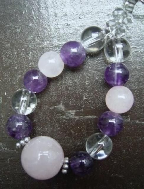 ☆恋愛運・家庭運☆ローズクォーツxアメジストx水晶ストラップ < 家電/AV ☆恋愛運・家庭運☆ローズクォーツxアメジストx水晶ストラップ < 家電/AVの