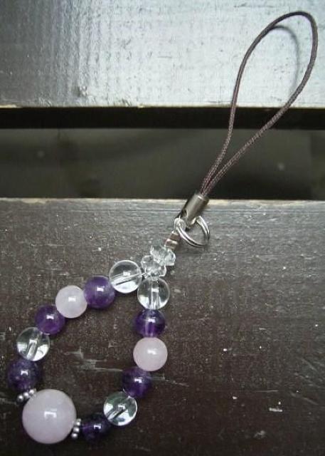 ☆恋愛運・家庭運☆ローズクォーツxアメジストx水晶ストラップ < 家電/AV ☆恋愛運・家庭運☆ローズクォーツxアメジストx水晶ストラップ < 家電/AVの
