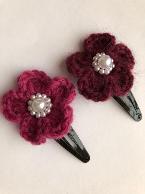 ハンドメイド スリーピン 仲良しお花ふたつ♪ ピンク レッド < 女性ファッション  ハンドメイド スリーピン 仲良しお花ふたつ♪ ピンク レッド < 女性ファッションの