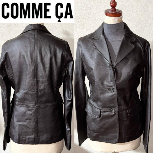 新品 近い美品 COMME CA コムサ 革 レザー ジャケット テーラード M 冬 アウター コート シンプル きれいめコンサバ < 女性ファッション  新品 近い美品 COMME CA コムサ 革 レザー ジャケット テーラード M 冬 アウター コート シンプル きれいめコンサバ  < 女性ファッションの