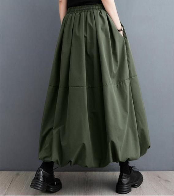 バルーン ロング丈 スカート ウエストゴム カーキ 大きいサイズ < 女性ファッション バルーン ロング丈 スカート ウエストゴム カーキ 大きいサイズ < 女性ファッションの