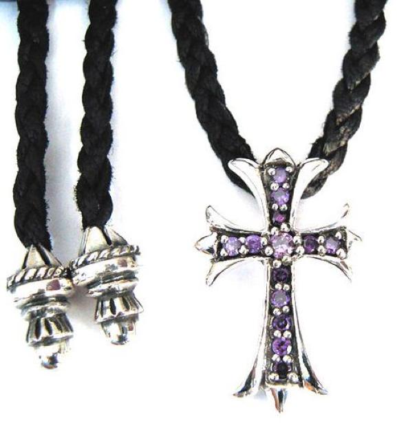 パープルジルコニア&シルバー925クロスネックレス < 男性アクセサリー/時計  パープルジルコニア&シルバー925クロスネックレス < 男性アクセサリー/時計の