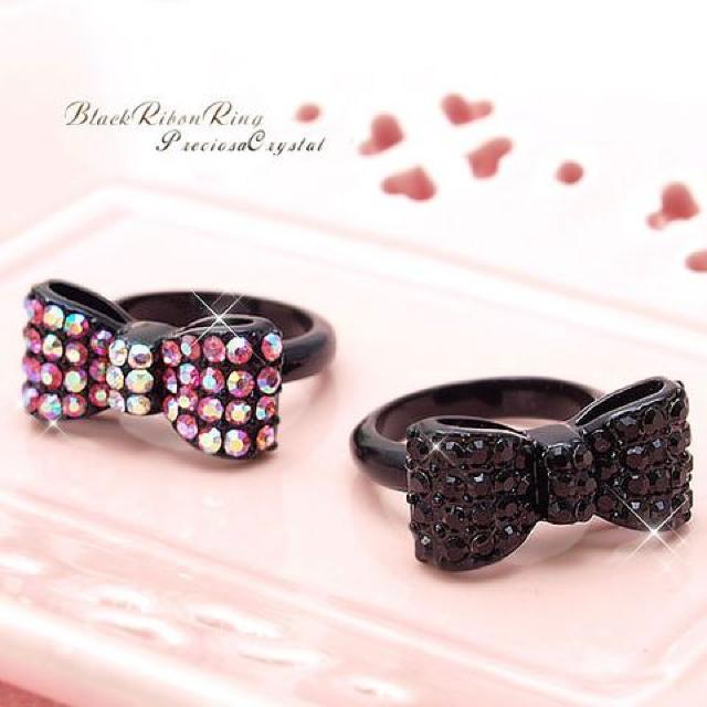 ★オクタントクリスタル・パヴェリボンリング★BK×P < 女性アクセサリー/時計  ★オクタントクリスタル・パヴェリボンリング★BK×P < 女性アクセサリー/時計の