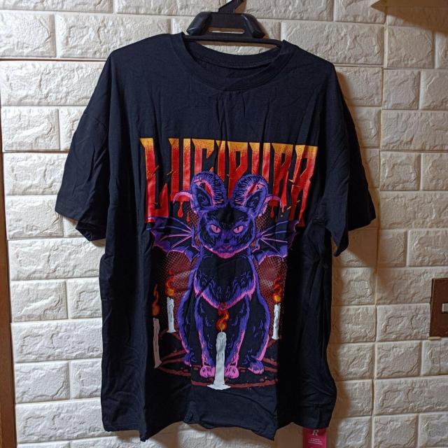 ROMWE★新品★男女兼用デーモンキャットプリント半袖Tシャツ/M < 男性ファッション  ROMWE★新品★男女兼用デーモンキャットプリント半袖Tシャツ/M  < 男性ファッションの