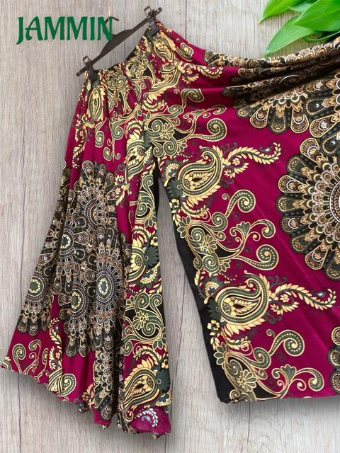 ペーズリー紋様柄ワイドパンツ アジアン エスニック ヒッピー フレアパンツ < 女性ファッション ペーズリー紋様柄ワイドパンツ アジアン エスニック ヒッピー フレアパンツ < 女性ファッションの