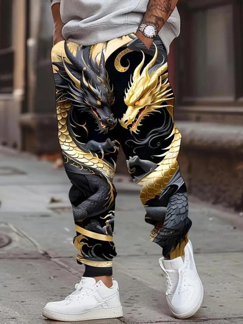 超お買い得1990円★メンズ3Dドラゴンプリントジョガーパンツ、ドローストリング&ポケット付きUSAサイズM(日本サイズXL相当) < 男性ファッション 超お買い得1990円★メンズ3Dドラゴンプリントジョガーパンツ、ドローストリング&ポケット付きUSAサイズM(日本サイズXL相当) < 男性ファッションの