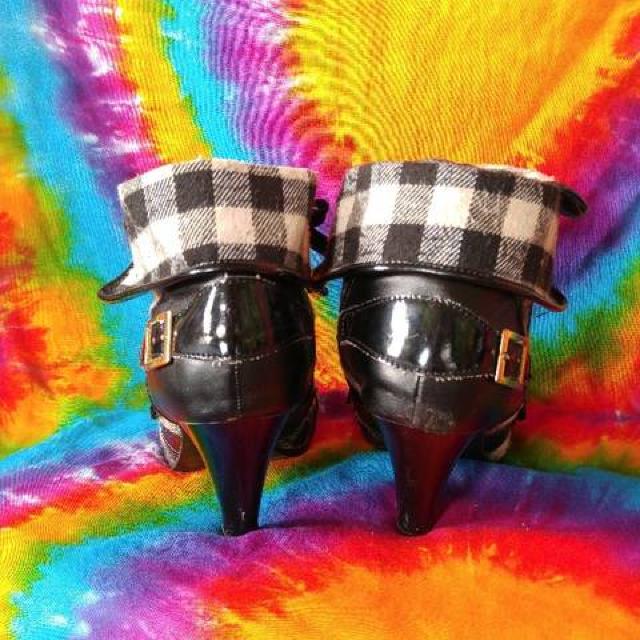 激カワッ(o´▽`o)ブロックチェック柄ショートブーツ□L□ < 女性ファッション 激カワッ(o´▽`o)ブロックチェック柄ショートブーツ□L□ < 女性ファッションの