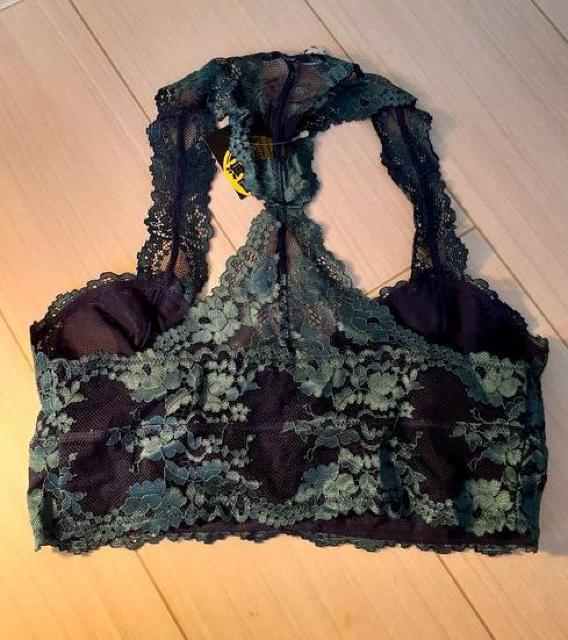 新品◆可愛い♪レース レーサーバック ブラジャー インナー ストレッチ ヨガ◆ネイビー×グリーン◆M < 女性ファッション  新品◆可愛い♪レース レーサーバック ブラジャー インナー ストレッチ ヨガ◆ネイビー×グリーン◆M < 女性ファッションの