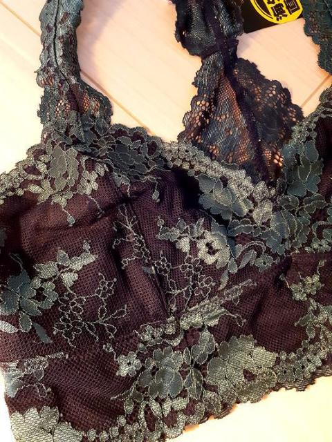 新品◆可愛い♪レース レーサーバック ブラジャー インナー ストレッチ ヨガ◆ネイビー×グリーン◆M < 女性ファッション  新品◆可愛い♪レース レーサーバック ブラジャー インナー ストレッチ ヨガ◆ネイビー×グリーン◆M < 女性ファッションの
