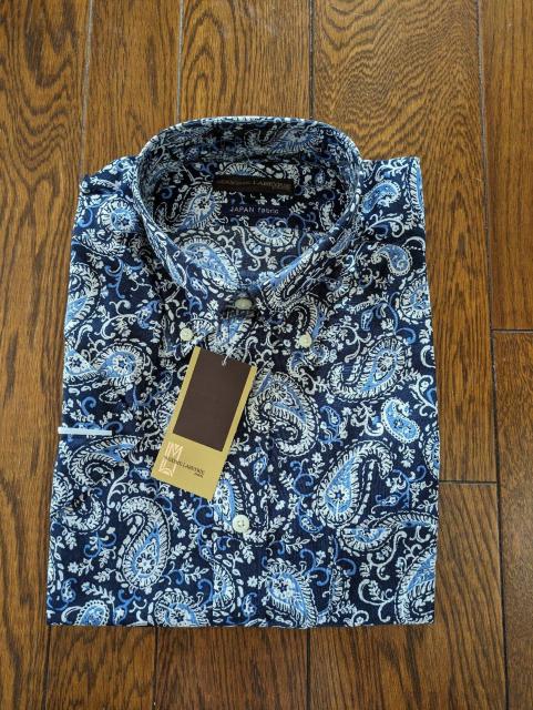 ペイズリー柄 半袖シャツ ボタンダウンシャツ < 男性ファッション ペイズリー柄 半袖シャツ ボタンダウンシャツ < 男性ファッションの