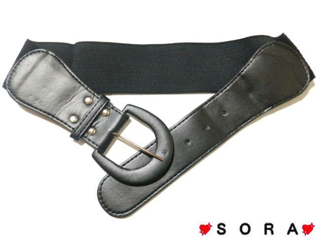 レザー&ゴム♪細魅せ効果 ワイド太ベルト ブラック < 女性ファッション レザー&ゴム♪細魅せ効果 ワイド太ベルト ブラック < 女性ファッションの