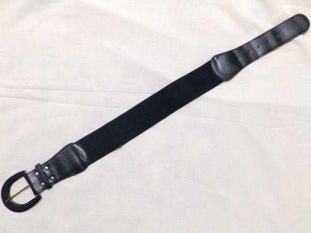 レザー&ゴム♪細魅せ効果 ワイド太ベルト ブラック < 女性ファッション レザー&ゴム♪細魅せ効果 ワイド太ベルト ブラック < 女性ファッションの