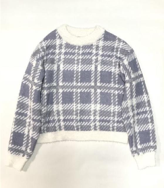 ロペピクニック〓水色ホワイト大チェック柄フェザーニットセーター(L)新品 < ブランド ロペピクニック〓水色ホワイト大チェック柄フェザーニットセーター(L)新品 < ブランドの