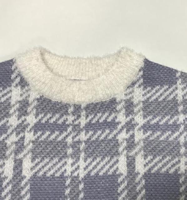 ロペピクニック〓水色ホワイト大チェック柄フェザーニットセーター(L)新品 < ブランド ロペピクニック〓水色ホワイト大チェック柄フェザーニットセーター(L)新品 < ブランドの