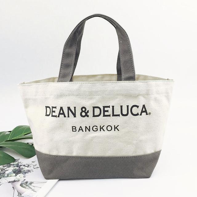 海外限定●DEAN&DELUCAディーンアンドデルーカ●ロゴ入り キャンバストートバッグ S●バイカラー グレー●お弁当入れ 散歩 < 女性ファッション 海外限定●DEAN&DELUCAディーンアンドデルーカ●ロゴ入り キャンバストートバッグ S●バイカラー グレー●お弁当入れ 散歩 < 女性ファッションの
