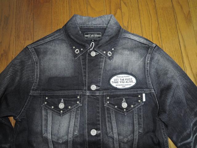 新品 ROUGH AND RUGGED ラフアンドラゲッド ウオッシュ加工 デニム ジャケット 2 黒 ワッペン スカル < 男性ファッション  新品 ROUGH AND RUGGED ラフアンドラゲッド ウオッシュ加工 デニム ジャケット 2 黒 ワッペン スカル < 男性ファッションの