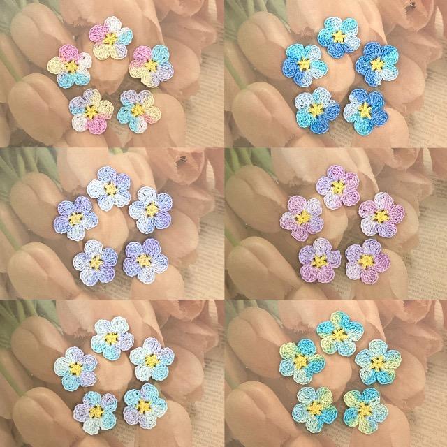 ハンドメイド レース編み かぎ針編み お花モチーフ5個セット < 女性ファッション  ハンドメイド レース編み かぎ針編み お花モチーフ5個セット < 女性ファッションの