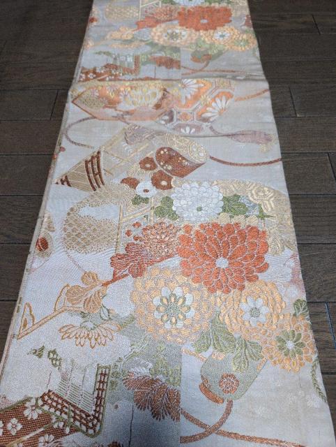 USED、丸帯、ホワイトベージュに柄 < 女性ファッション  USED、丸帯、ホワイトベージュに柄 < 女性ファッションの