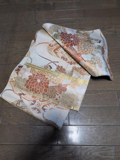 USED、丸帯、ホワイトベージュに柄 < 女性ファッション  USED、丸帯、ホワイトベージュに柄 < 女性ファッションの