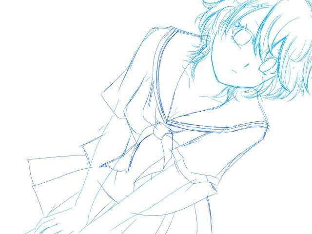 自作イラスト セーラー服の女の子(画像はラフ画です 完成作品をお届けします) < アニメ/コミック/キャラクター  自作イラスト セーラー服の女の子(画像はラフ画です 完成作品をお届けします)  < アニメ/コミック/キャラクターの