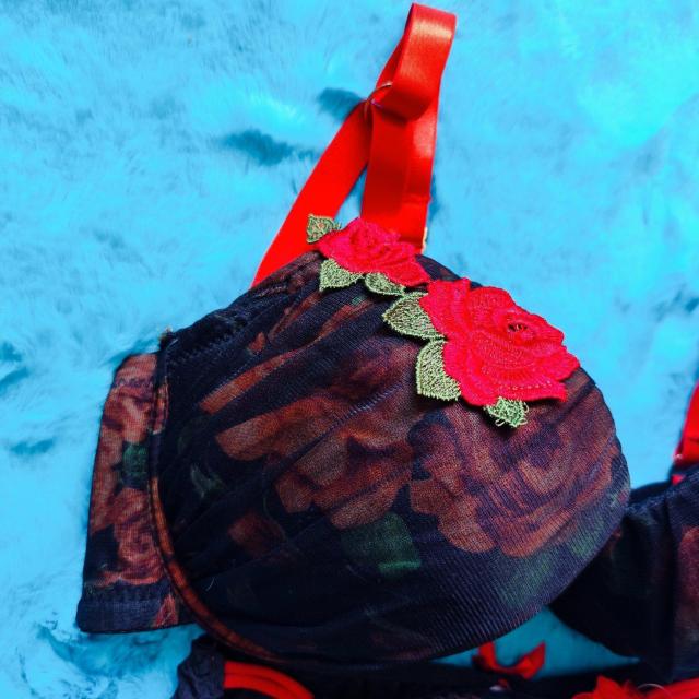 エロcute。。F80×LLオーガンジーレース×フラワー柄。。ブラジャー&ショーツセット。。グラマー大きいサイズローズ薔薇 < 女性ファッション  エロcute。。F80×LLオーガンジーレース×フラワー柄。。ブラジャー&ショーツセット。。グラマー大きいサイズローズ薔薇 < 女性ファッションの