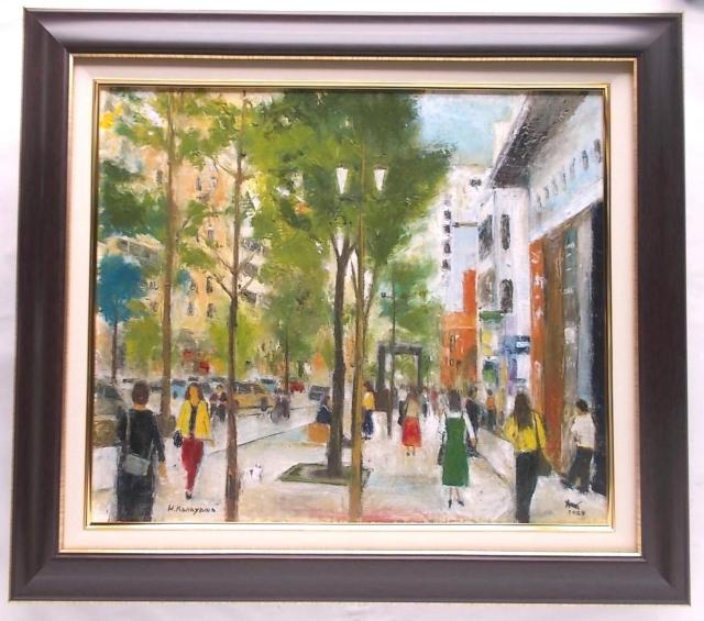 (^^♪油彩画 金山ヒロシ【― 難波あたり】『F10号』新額付き ★爽やかな初夏の並木筋 < ホビー (^^♪油彩画 金山ヒロシ【― 難波あたり】『F10号』新額付き ★爽やかな初夏の並木筋 < ホビーの