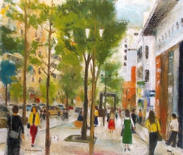 (^^♪油彩画 金山ヒロシ【― 難波あたり】『F10号』新額付き ★爽やかな初夏の並木筋 < ホビー (^^♪油彩画 金山ヒロシ【― 難波あたり】『F10号』新額付き ★爽やかな初夏の並木筋 < ホビーの