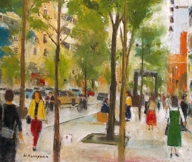 (^^♪油彩画 金山ヒロシ【― 難波あたり】『F10号』新額付き ★爽やかな初夏の並木筋 < ホビー (^^♪油彩画 金山ヒロシ【― 難波あたり】『F10号』新額付き ★爽やかな初夏の並木筋 < ホビーの