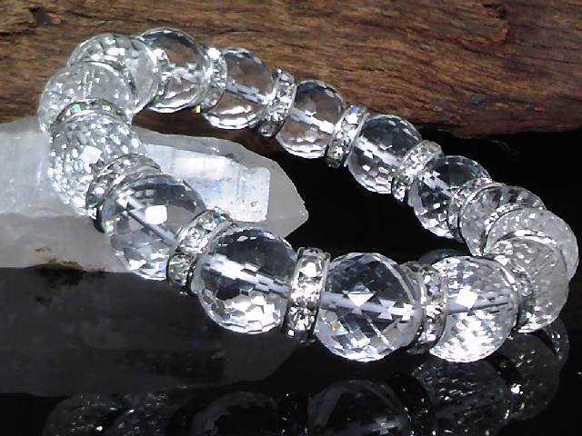 128面カット水晶12ミリ銀ロンデル数珠 < 男性アクセサリー/時計 128面カット水晶12ミリ銀ロンデル数珠 < 男性アクセサリー/時計の