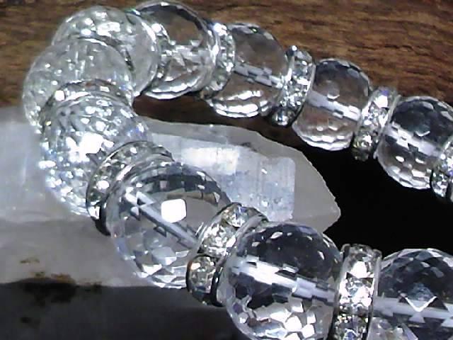 128面カット水晶12ミリ銀ロンデル数珠 < 男性アクセサリー/時計 128面カット水晶12ミリ銀ロンデル数珠 < 男性アクセサリー/時計の