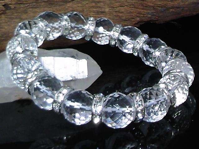 128面カット水晶12ミリ銀ロンデル数珠 < 男性アクセサリー/時計 128面カット水晶12ミリ銀ロンデル数珠 < 男性アクセサリー/時計の