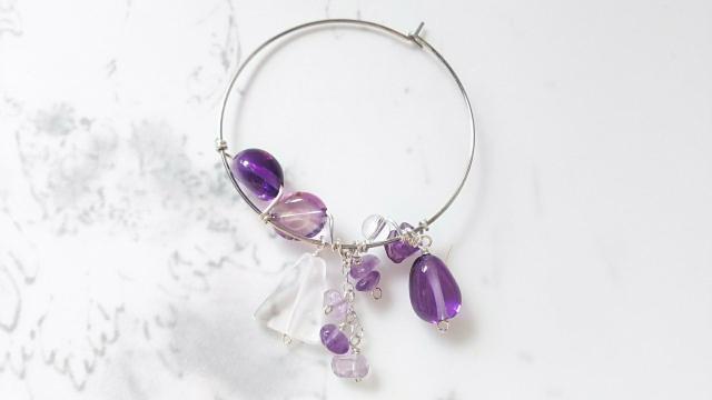 片耳用*パープルクォーツのフープピアス*SF 21075 < 女性アクセサリー/時計 片耳用*パープルクォーツのフープピアス*SF 21075 < 女性アクセサリー/時計の