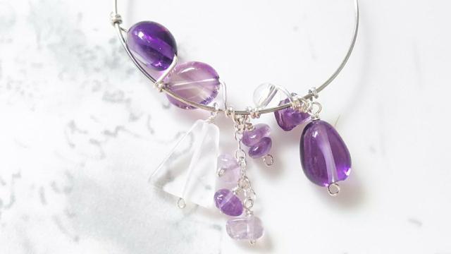 片耳用*パープルクォーツのフープピアス*SF 21075 < 女性アクセサリー/時計 片耳用*パープルクォーツのフープピアス*SF 21075 < 女性アクセサリー/時計の