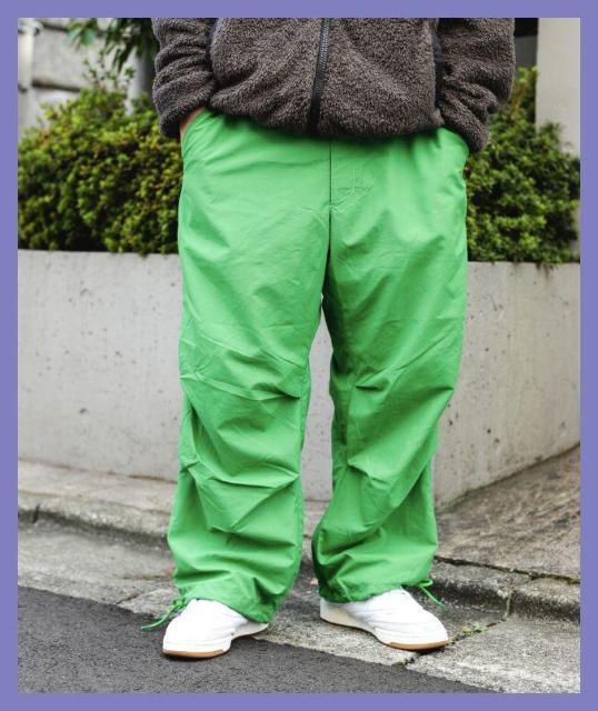 ☆BROKEN BASE☆超美品♪イージーワイドナイロンパラシュートパンツGN M☆ < 男性ファッション ☆BROKEN BASE☆超美品♪イージーワイドナイロンパラシュートパンツGN M☆ < 男性ファッションの