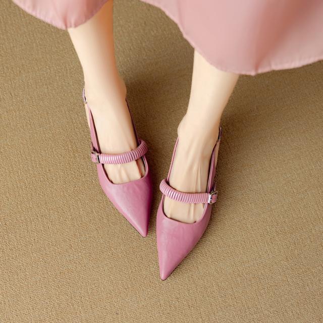 ポインテッドトゥラムレザーバックストラップサンダル全3色 < 女性ファッション  ポインテッドトゥラムレザーバックストラップサンダル全3色 < 女性ファッションの