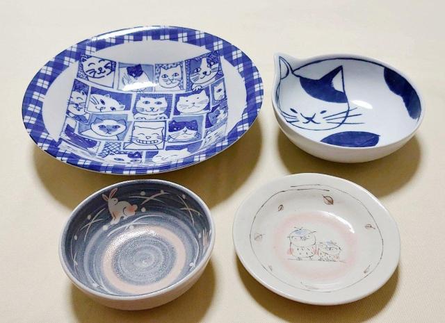 FUTADA猫大皿&necotori猫小鉢&三峰兔柄小鉢&くん窯フクロウ柄小皿 < インテリア/ライフ FUTADA猫大皿&necotori猫小鉢&三峰兔柄小鉢&くん窯フクロウ柄小皿 < インテリア/ライフの