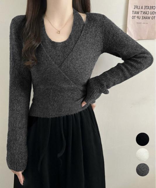 送料無料 新品 レイヤードニットトップス ホルターネック < 女性ファッション  送料無料 新品 レイヤードニットトップス ホルターネック  < 女性ファッションの