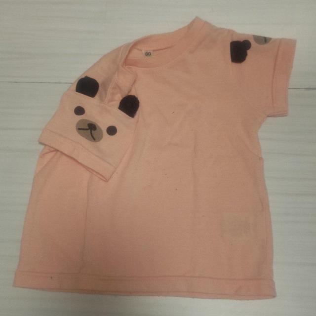 両肩にかわいいくまさん半袖Tシャツ サイズ80 送料無料 < キッズ/ベビー  両肩にかわいいくまさん半袖Tシャツ サイズ80 送料無料 < キッズ/ベビーの